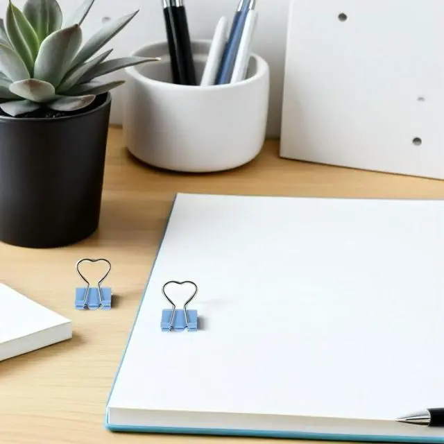 Alt view image 2 of 3 - 24Pcs l Heart Paper Clips Compact Binder Clamps for Document Sorting Planner Pages Receipt Books Notes Files Office
