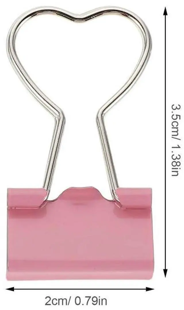 Alt view image 3 of 3 - 24Pcs l Heart Paper Clips Compact Binder Clamps for Document Sorting Planner Pages Receipt Books Notes Files Office