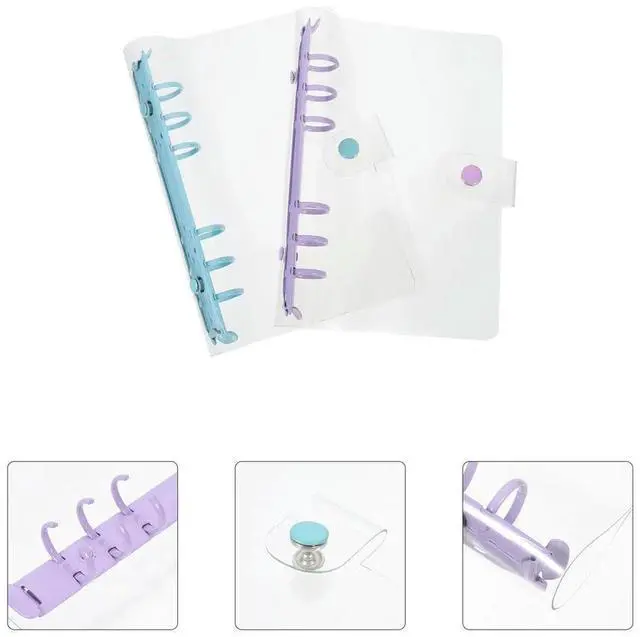 Main image of 2Pcs High-Grade Flexible Binder Notebook Cover Clear Elegant Shell for School Office Scrapbook Planner Loose-Leaf 6-Ring Journal