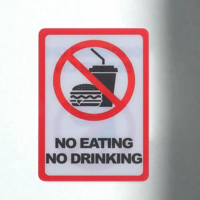 Main image of 12Pcs No Eating Safety Sticker High Contrast Vinyl Decal Easy Apply Remove Weather Resistant for Workshop Factory
