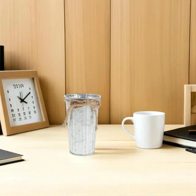 Alt view image 2 of 3 - 2Pcs Vintage l Pencil Holder Round Pen Organizer Desk Brush Cup Stationery Container for Office