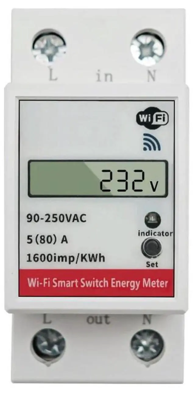 Alt view image 5 of 6 - Power Energy Meter Consumption kWh Voltmeter 90-250V Din Rail Remote Control Switch Work with Alexa Google Home