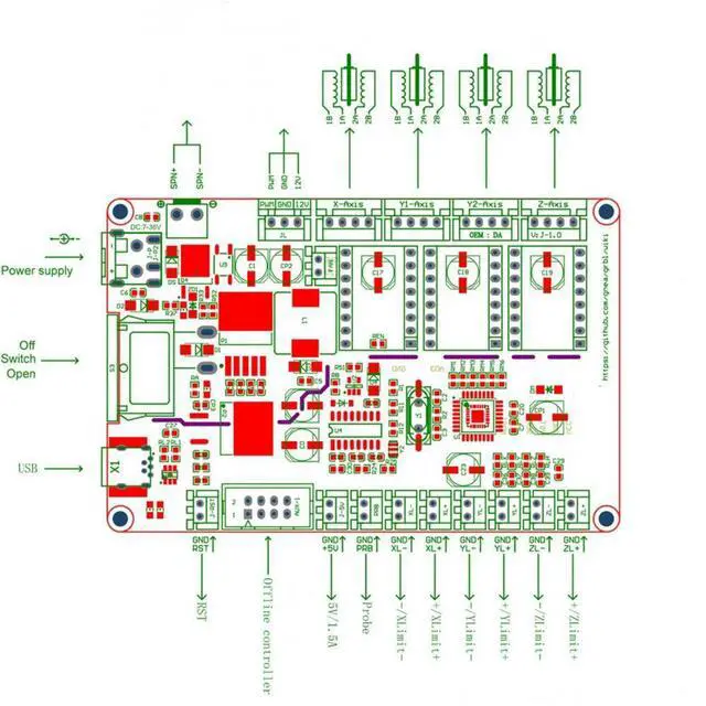 Alt view image 5 of 6 - DIY 12-24V USB Power Port Laser Engraving Machine Control Board Support 12V TTL Laser Grbl 1.1 3-axis Controller with Switch