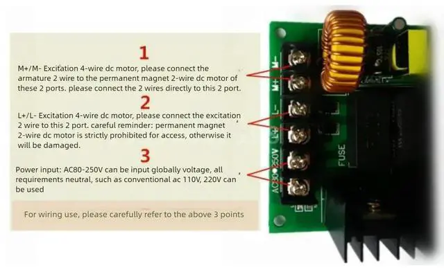Alt view image 5 of 6 - PWM DC Motor Drive Module 800W AC80-2650V Input for 2 Wire Permanent Magnet Motor 4 Wire Excitation Motor Drive Controller Board