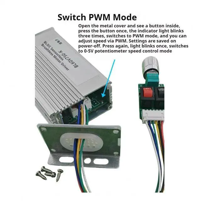 Alt view image 4 of 6 - DC6-60V Three-phase DC Brushless Motor Driver Module 750W BLDC Brushless Motor No Hall Controller Stop/Reverse Speed Regulator
