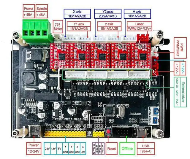 Alt view image 6 of 6 - 32bit Grbl Offline Control Board 40000mm/min Speed 4 Axis Control Board Support Laser 300/500W Spindle for CNC Engraving Machine
