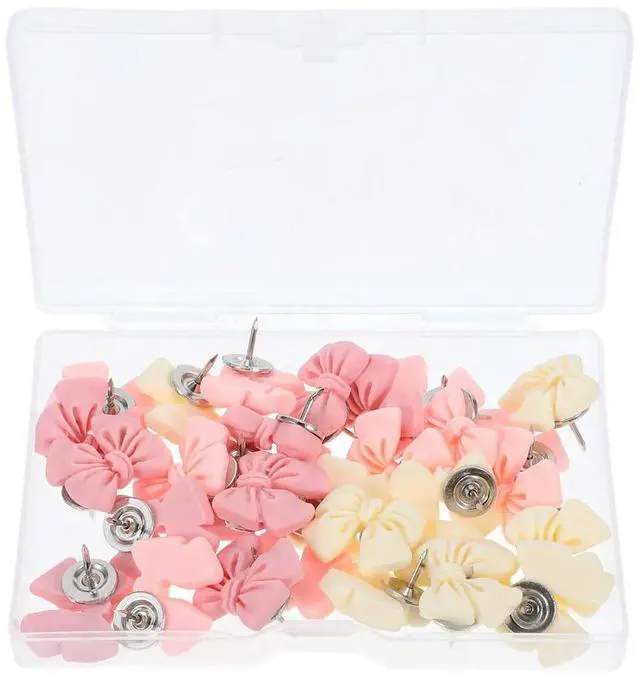 Main image of 30Pcs Resin Bow Push Pins Decorative Thumb Tacks for Office Home School Cork Board Photo Notes Memo Pins Bow Push Pin