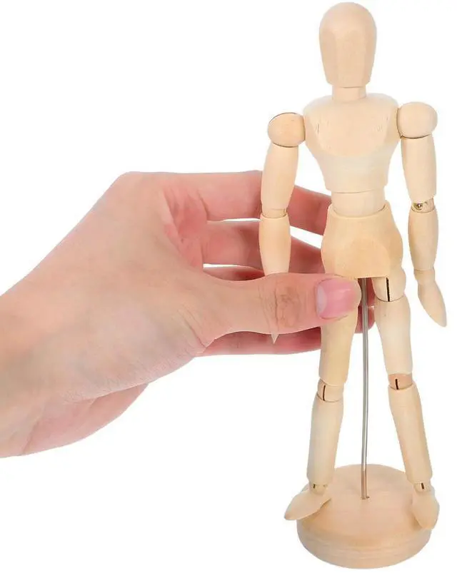 Main image of 2Pcs Sturdy Wood Artist Mannequin with Smooth Surface Easy to Paint Flexible Limbs for Anatomy Practice Figure Drawing Art