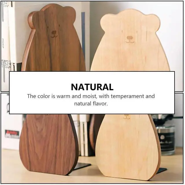 Alt view image 3 of 3 - 1Pcs Lovely Bear Style Wooden Bookend Solid Wood Book Fixator Smooth Finish Home Office Decor Bookshelf Fitting