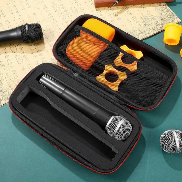 Alt view image 2 of 3 - Dual Slot Microphone Bag Hard Eva Case Mic Carrying Shockproof Handheld Protector Microphone Bag