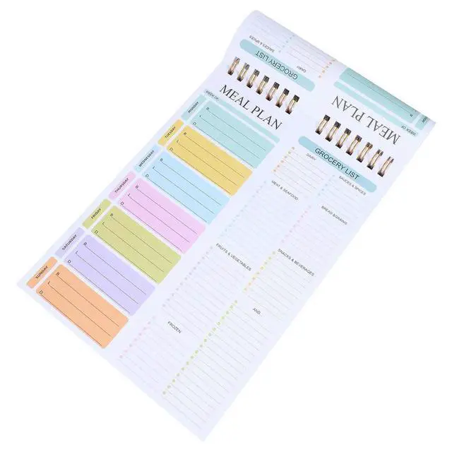 Alt view image 3 of 3 - A5 Pastel Undated Weekly Meal Planner Notebook Spiral Bound Household Planner Notebook Tearable Grocery List Pad Family Meal