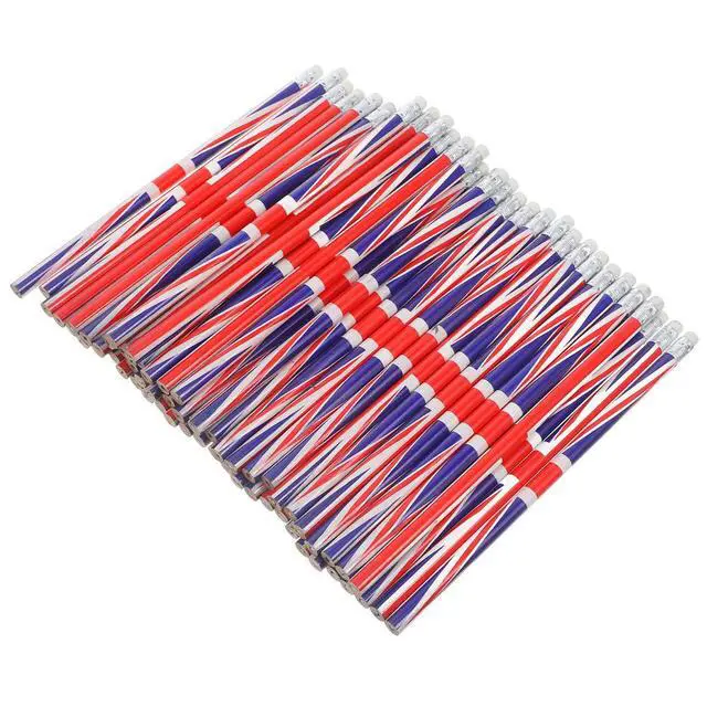 Alt view image 4 of 6 - 60 Pcs Colored Pattern Pencils England Flag Wooden Sketching Writing Drafting Bulk Solid Color Lead Pencils With Eraser School