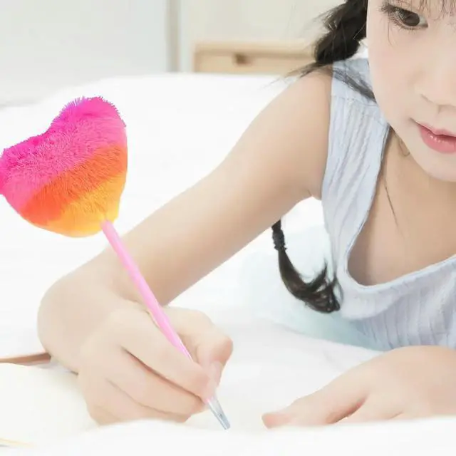 Alt view image 3 of 3 - 8Pcs Heart-Shaped Pom Pom Ballpoint Pens Cute Kawaii Stationery for Students Journaling Valentine Christmas Office School
