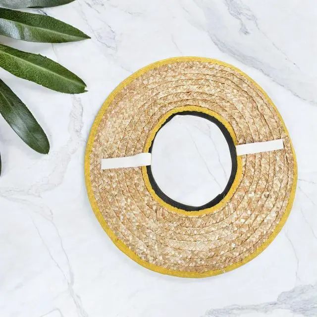 Alt view image 3 of 3 - 2Pcs Hard Hat Sun Shade Woven Straw Brim Visor for Construction Workers Safety Sun Protection Outdoor Work Cooling