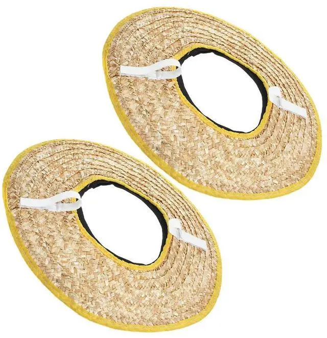 Main image of 2Pcs Hard Hat Sun Shade Woven Straw Brim Visor for Construction Workers Safety Sun Protection Outdoor Work Cooling