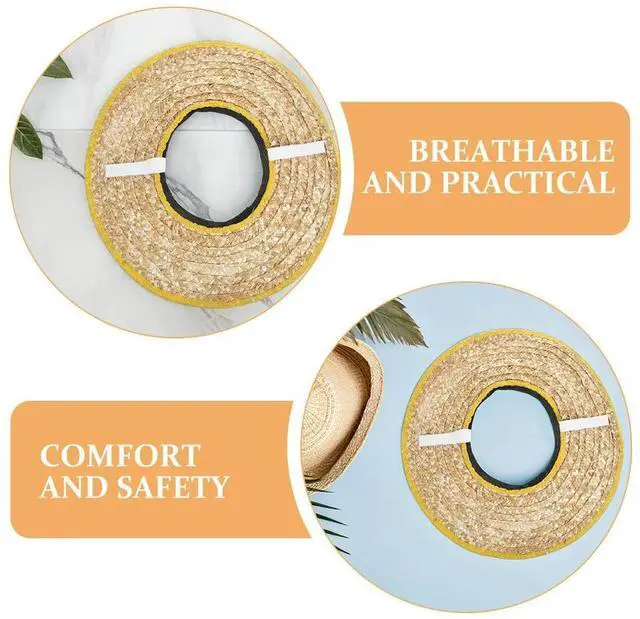 Alt view image 2 of 3 - 2Pcs Hard Hat Sun Shade Woven Straw Brim Visor for Construction Workers Safety Sun Protection Outdoor Work Cooling