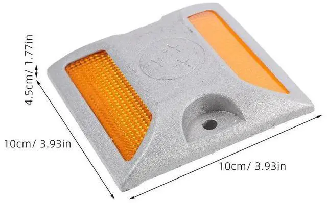 Alt view image 2 of 3 - 2Pcs Aluminum Reflective Road Markers Driveway Lane Divider Pavement Studs for Snow Fog All Weather