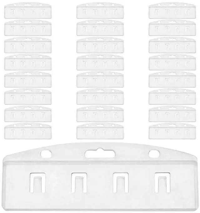 Main image of 25Pcs Transparent Half Card Badge Holders with Grippers Clear Rigid Plastic Id Sleeve for Work Events Conferences Credit Card
