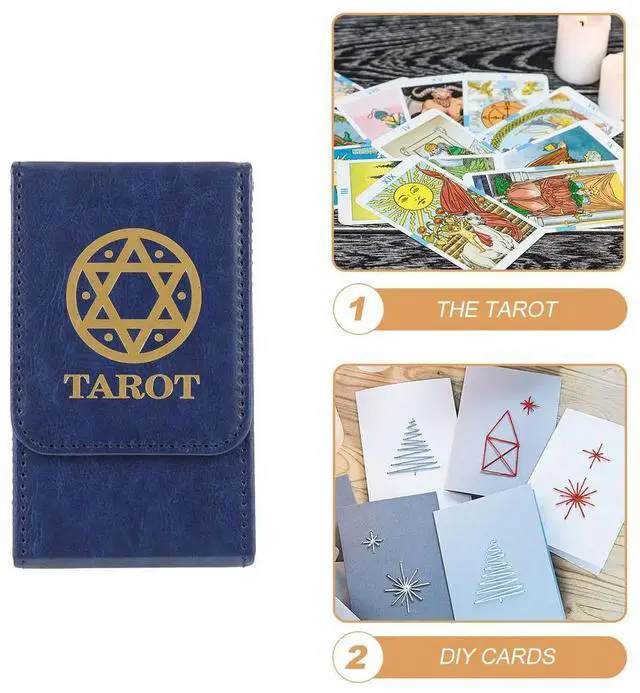 Alt view image 2 of 3 - Six-Pointed Star Tarot Box Premium PU Rectangular Case Card Organizer Tarot Cards Holder Games Card Container