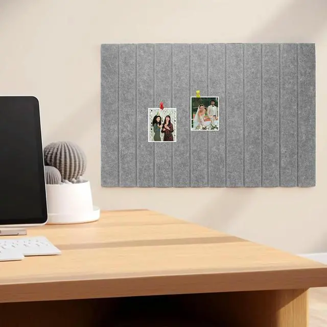 Alt view image 6 of 6 - Felt Bulletin Board Vertical Strips Self Adhesive No Drill Wall Photo Memo Display Board Home Office School Decoration Organizer
