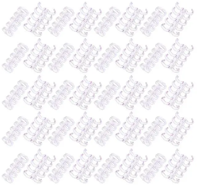 Alt view image 4 of 6 - 100Pcs Transparent Plastic Loose-Leaf Binder Rings 5-Hole Openable Clips for Office School Document Organization Index Cards