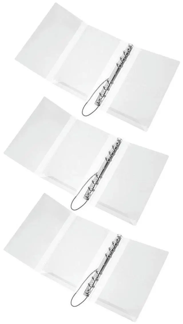 Alt view image 4 of 6 - 3Pcs A6 Elastic Band Clear Binder Notebook Cover Round Ring Organizer Planner Journal Folder Budget Protector Clear A6 Binder