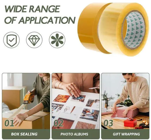 Alt view image 6 of 6 - 2 Rolls Strong Clear Packing Tape Excellent Durability Bopp Sealing Tape for Heavy Objects Packaging Boxes Household Office