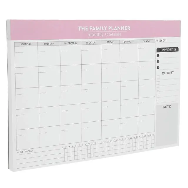 Alt view image 4 of 6 - Monthly Planner Notepad Pink Office Memo Schedule Organizer Daily Weekly Monthly Task Checklist Productivity Tracker