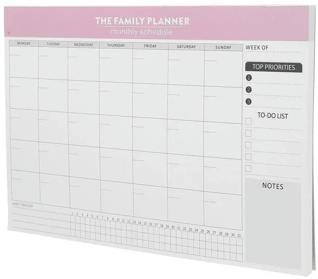 Alt view image 5 of 6 - Monthly Planner Notepad Pink Office Memo Schedule Organizer Daily Weekly Monthly Task Checklist Productivity Tracker