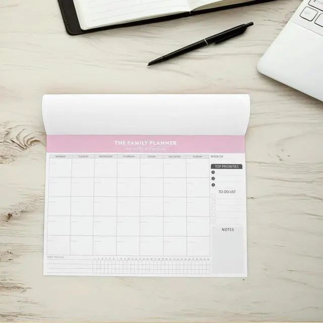 Alt view image 6 of 6 - Monthly Planner Notepad Pink Office Memo Schedule Organizer Daily Weekly Monthly Task Checklist Productivity Tracker