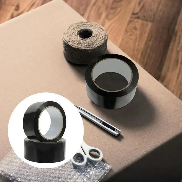 Alt view image 4 of 6 - 2 Rolls Black Sealing Tape Premium Packing Tape Excellent Tensile Strength Quick Stick for Industrial Household Moving and