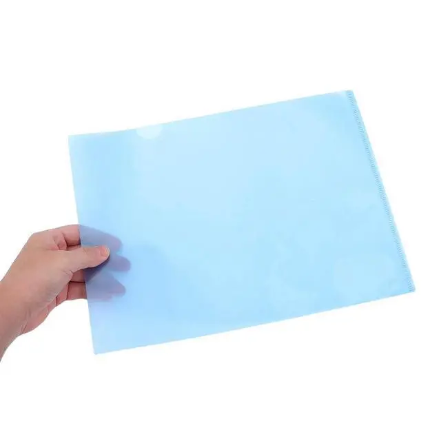 Alt view image 4 of 6 - 30Pcs File Folder L Type Project Pockets Blue A4 Plastic Document Folder Waterproof Office File Organizer Paper Sleeves