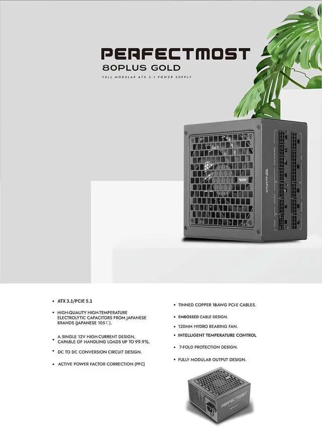 Alt view image 4 of 7 - darkFlash PMT650 650W 80 Plus Gold Certified Fully Modular Low Noise ATX 3.1 Power Supply Japanese 105C Capacitors Fluid Dynamic Bearing Fan Multiple Safety Protections 5 Year Warranty Black