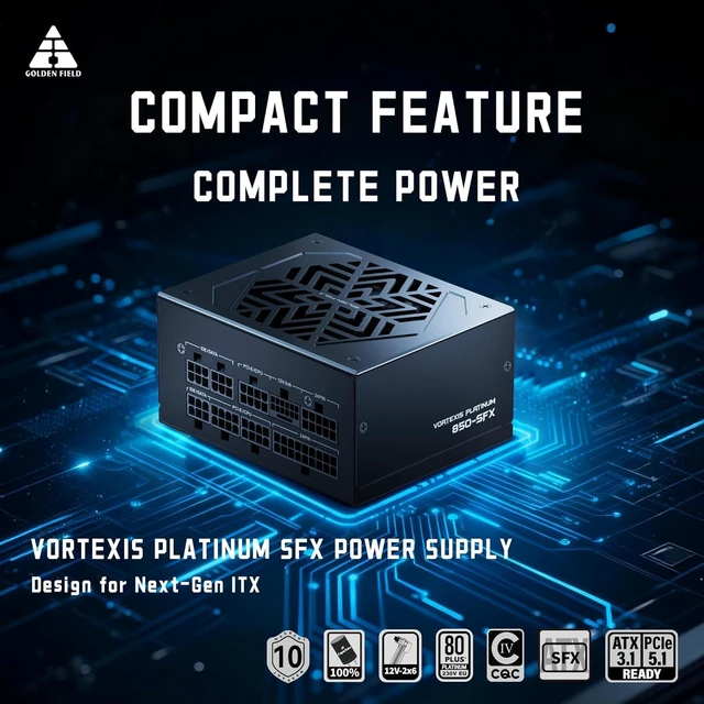 Alt view image 3 of 7 - 550W SFX Power Supply 80 Plus Platinum Fully Modular, ATX 3.1 & PCIe 5.1, 100% Japanese Capacitors, Low-Noise PWM Fan, 500 Watt PSU for ITX/SFF Cases