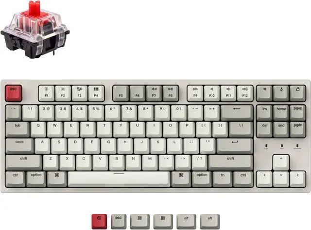 Main image of Keychron C1 Hot-swappable Wired Mechanical Keyboard for Mac Layout, Keychron Mechanical Red Switch/USB Type-C Cable/Double-Shot ABS Keycaps Tenkeyless 87 Keys Computer Keyboard for Windows PC
