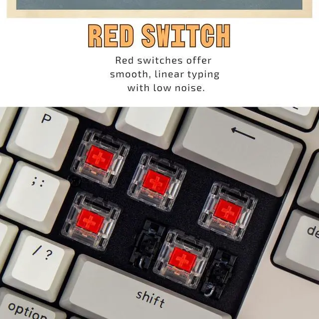 Alt view image 4 of 7 - Keychron C1 Hot-swappable Wired Mechanical Keyboard for Mac Layout, Keychron Mechanical Red Switch/USB Type-C Cable/Double-Shot ABS Keycaps Tenkeyless 87 Keys Computer Keyboard for Windows PC