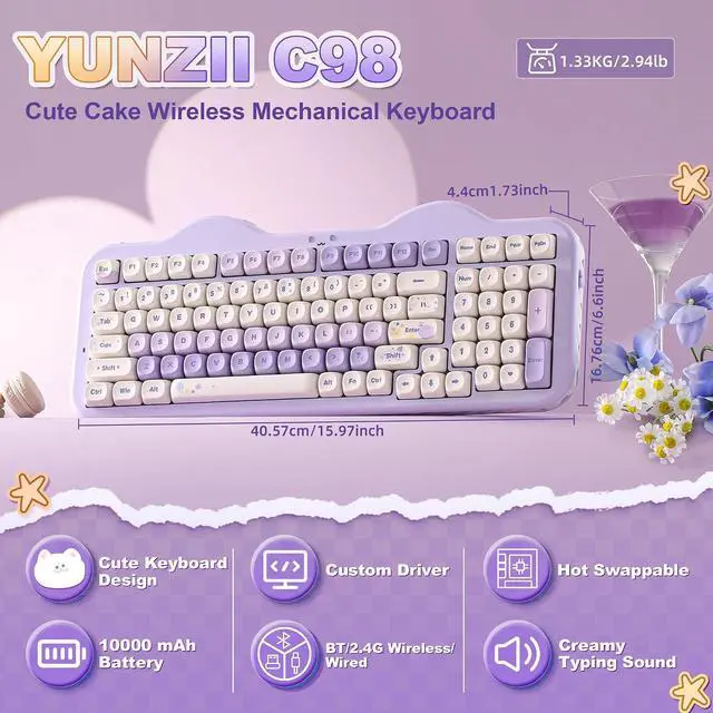 Alt view image 2 of 6 - Wireless Mechanical Keyboard with Number Pad