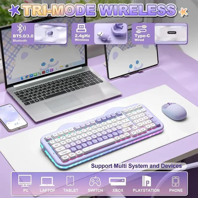 Alt view image 3 of 6 - Wireless Mechanical Keyboard with Number Pad