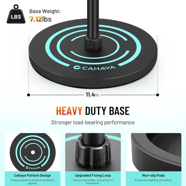 Alt view image 2 of 7 - Mic Stand Floor Detachable - Microphone Stand Heavy Duty with Weighted Round Base Phone Holder and 2 Mic Clips Portable Mic Stands Height Adjustable 50" to 64" for Singing Performance Stage