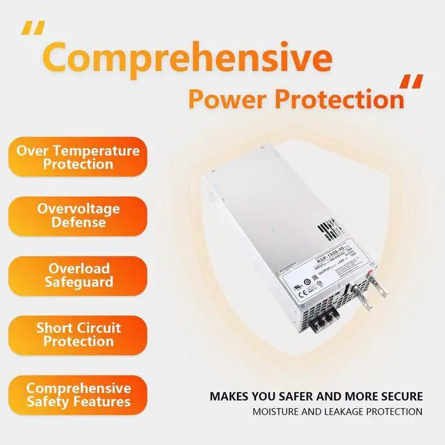 Alt view image 2 of 7 - SBJ RSP-1500-48 1500W AC-DC Switching Power Supply with 48V 32A Output, Ideal for Industrial Automation, Test Instruments, and Laser Applications