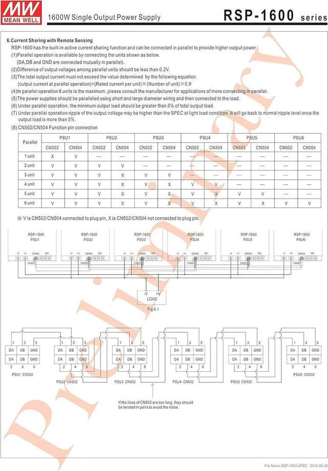 Alt view image 6 of 6 - MW Mean Well RSP-1600-48 48V 33.5A 1608W Single Output with PFC Function Power Supply