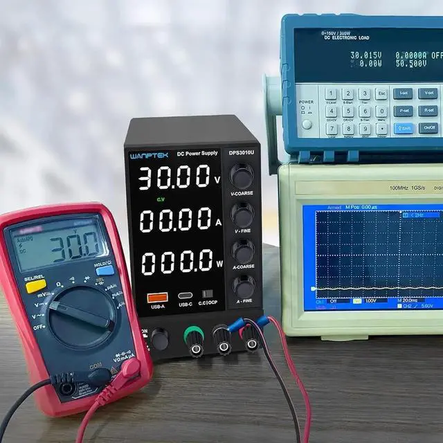 Alt view image 4 of 6 - Adjustable Switching Power Supply (30V 10A) with Encoder Coarse and Fine Adjustment Knobs, with USB and Type-C Fast Charging(DPS3010U)