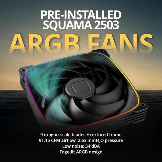 Alt view image 4 of 7 - Geometric Future Eskimo Pro - 420mm AIO CPU Liquid Water Cooler- RGB PWM Squama 2503B 140mm Fan x 3- Fit Intel® LGA 1700, AMD®AM5 - Black- (GEO-EP-42B)