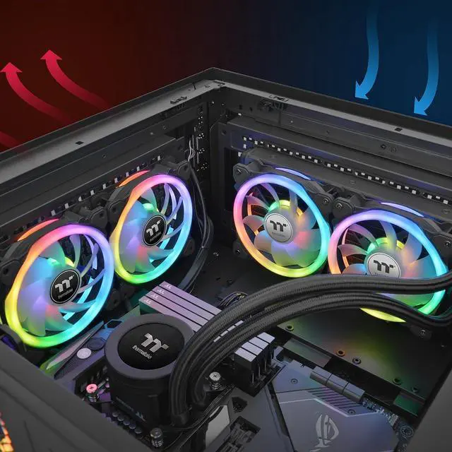 Alt view image 3 of 7 - Thermaltake SWAFAN 12 RGB Radiator Fan TT Premium Edition 3 Pack, Swappable Fan Blade Design, Customizable air Flow Direction, 2000 RPM, CL-F137-PL12SW-A, Black