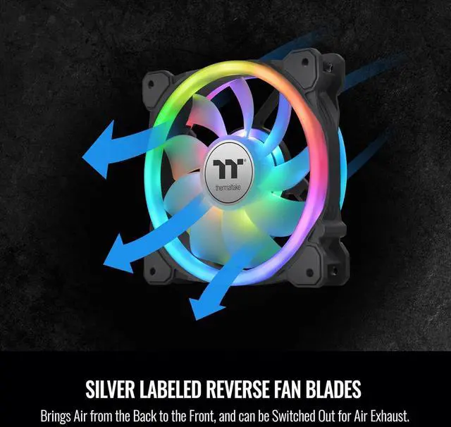 Alt view image 4 of 7 - Thermaltake SWAFAN 12 RGB Radiator Fan TT Premium Edition 3 Pack, Swappable Fan Blade Design, Customizable air Flow Direction, 2000 RPM, CL-F137-PL12SW-A, Black
