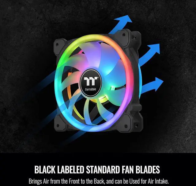 Alt view image 5 of 7 - Thermaltake SWAFAN 12 RGB Radiator Fan TT Premium Edition 3 Pack, Swappable Fan Blade Design, Customizable air Flow Direction, 2000 RPM, CL-F137-PL12SW-A, Black
