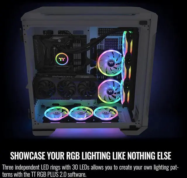 Alt view image 6 of 7 - Thermaltake SWAFAN 12 RGB Radiator Fan TT Premium Edition 3 Pack, Swappable Fan Blade Design, Customizable air Flow Direction, 2000 RPM, CL-F137-PL12SW-A, Black