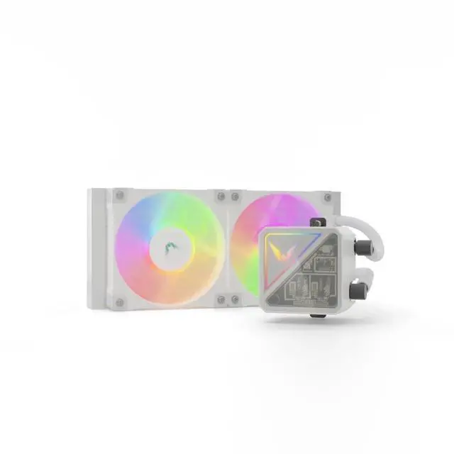 Alt view image 3 of 5 - Valkyrie V240 Lite AIO CPU Liquid Cooler, White, 240mm, RGB LEDs, FDB 120mm Fans 2150RPM, 2800RPM Pump, Fits AMD AM5/AM4, Intel LGA 1851, AMD Ryzen 9800x3D, 7800x3D, Intel Core Ultra 245K, 265K, 285K