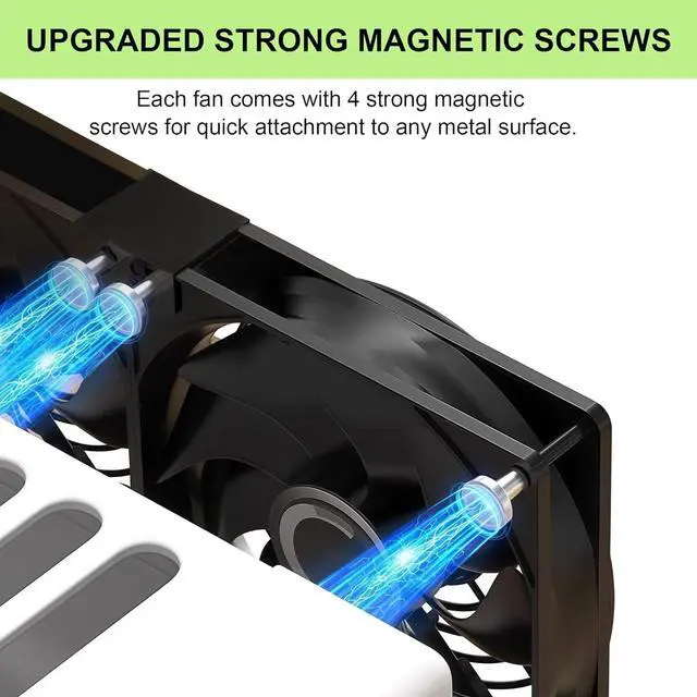 Alt view image 3 of 7 - 2x140mm 280mm 11.02inch Upgraded Computer PC Vent Cooling Fans with Magnetic Screws Kits and Adjustable Speed for Cabinet Server Mining Rig Chicken Coop