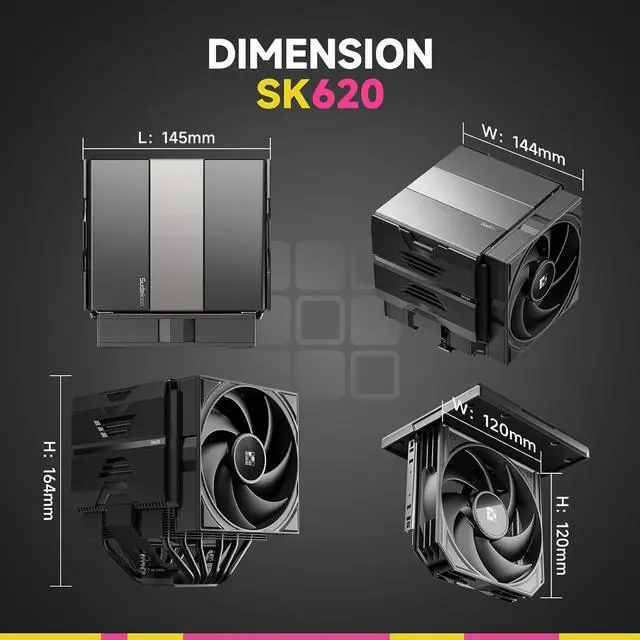 Alt view image 3 of 7 - Sudokoo SK620 AM5 Air Cooler: 6 Heatpipes Dual Tower CPU Cooler for AM5 Exclusive - PC Cooler with 120mm FDB PWM Quiet Fans & Quick Lock Mount